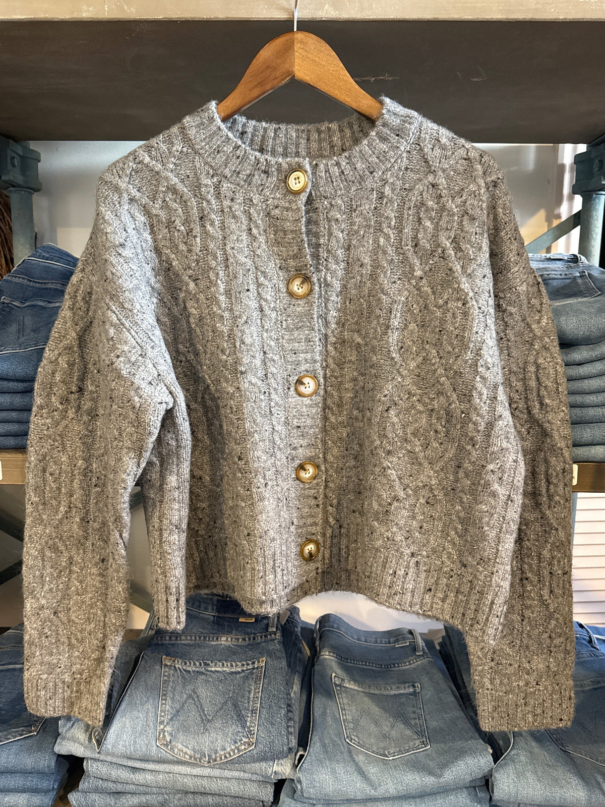 Formica Long Sleeve Crewneck Cardigan full button up cardigan in a knitted cardigan available at boltranchstore.com