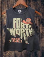 Fort Worth State Rodeo Finals Muscle Crop Top a faded black perfect for fort worth texas at boltranchstore.com