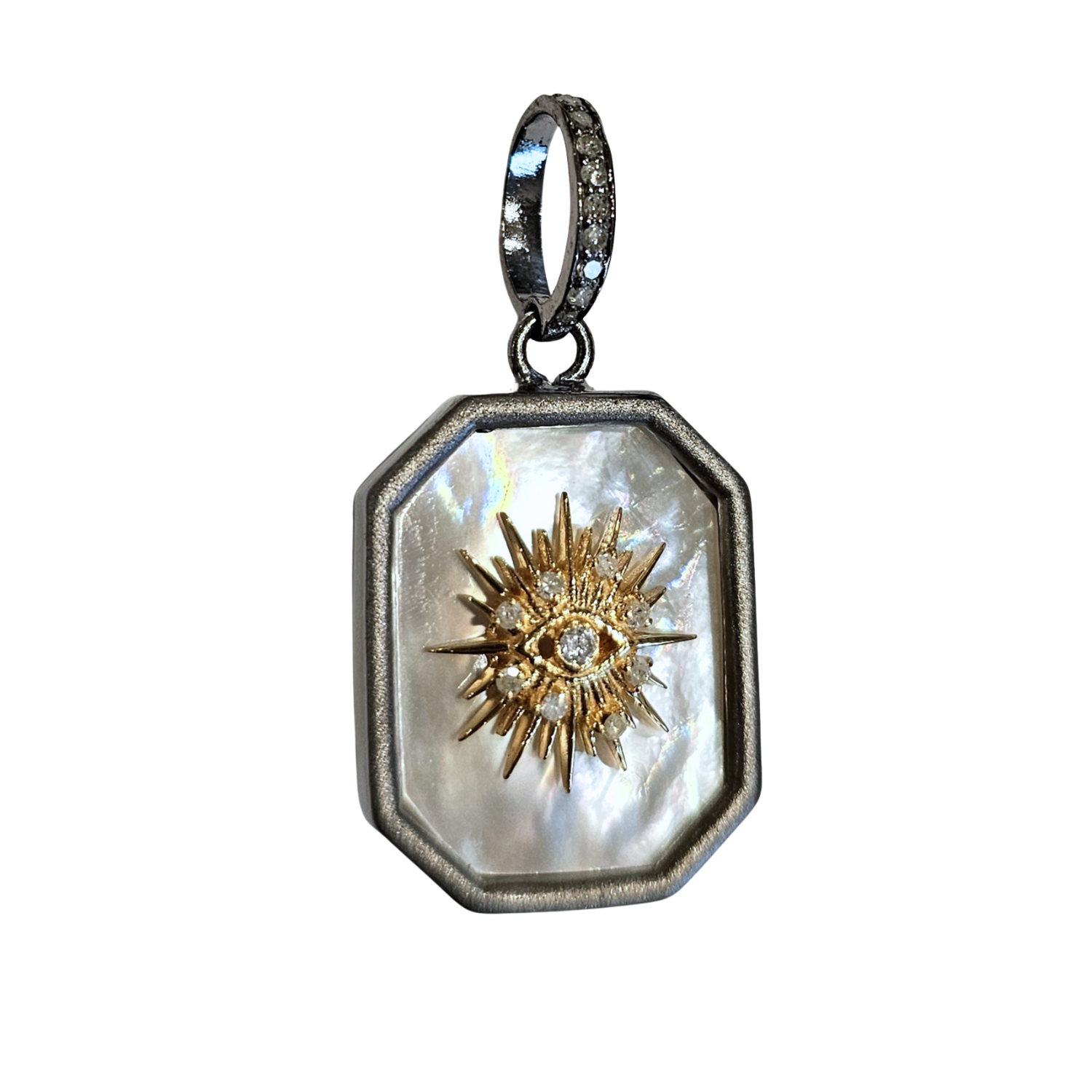 Makhala Framed Mother of Pearl Diamond Evil Eye AT BOLTRANCHSTORE.COM