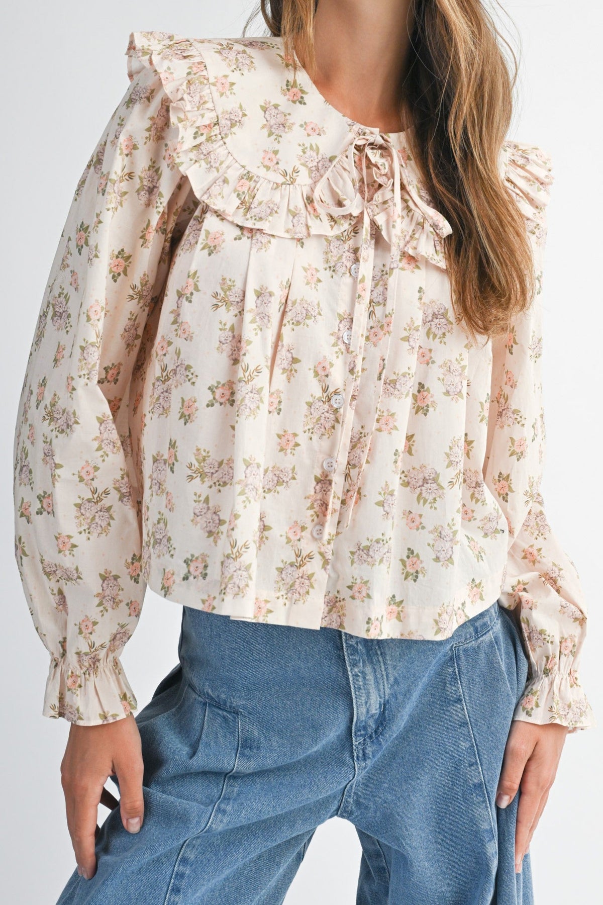 Fran Floral Peter Pan Collared Shirt order at boltranchstore.com