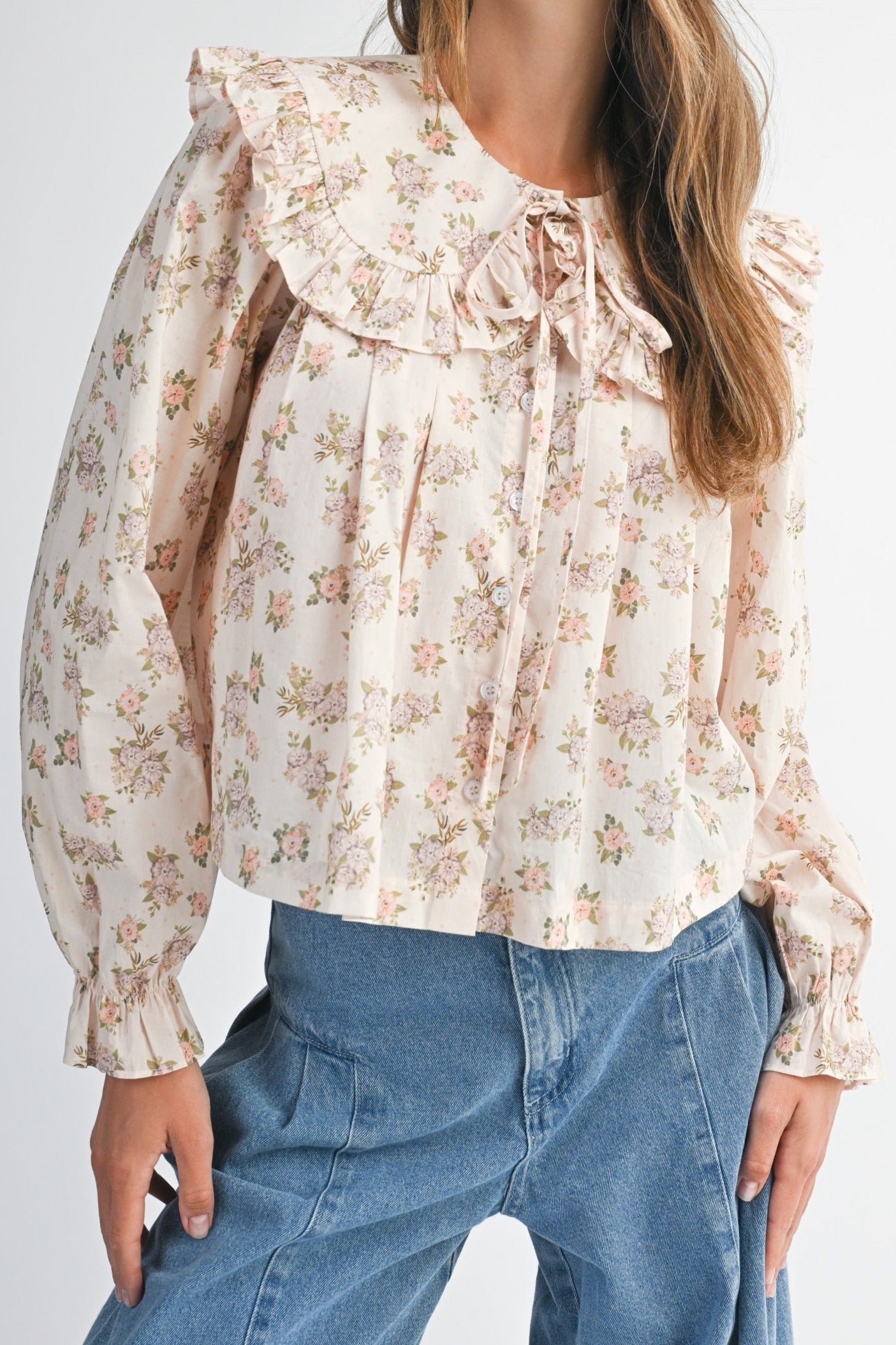 Fran Floral Peter Pan Collared Shirt order at boltranchstore.com