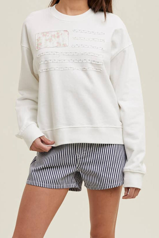 Francine Floral Patch Flag Pullover