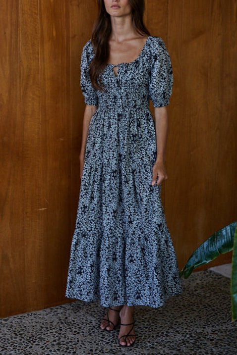 Francis Floral Flare Dress L8984 womens black dress floral ballerina farm prairie dress food nanny boltranchstore.com