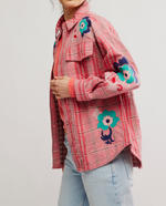 Free People Embroidered Sashiko Shirt free shipping womens top