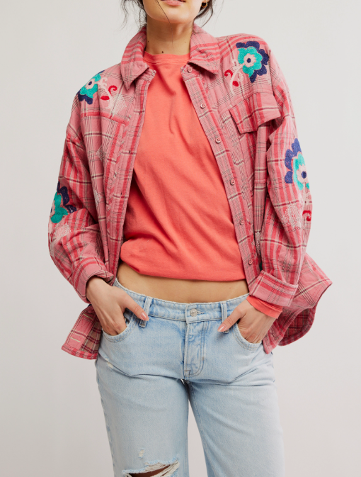 Free People Embroidered Sashiko Shirt order at boltranchstore.com