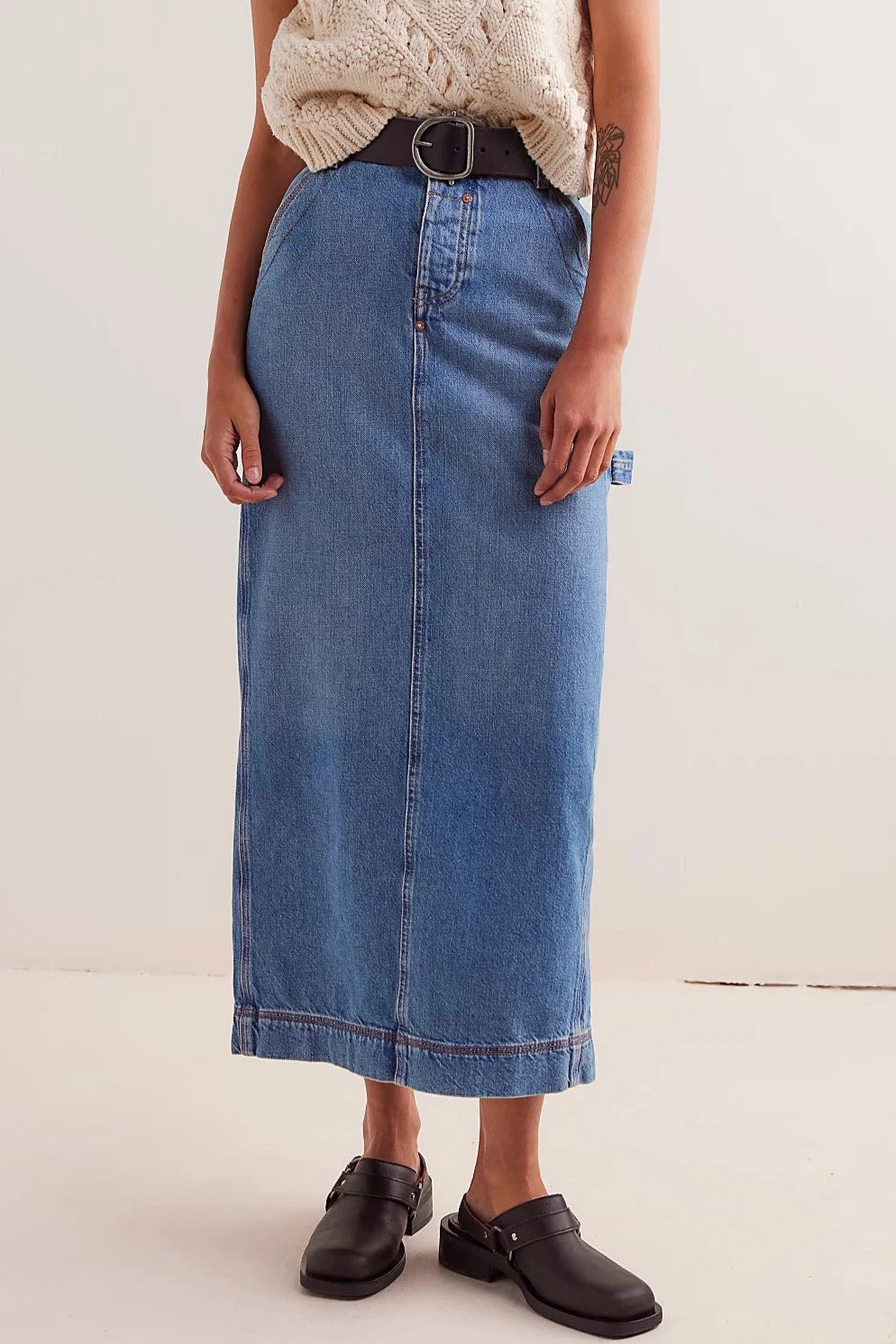 Free People Francisco Denim Maxi Skirt