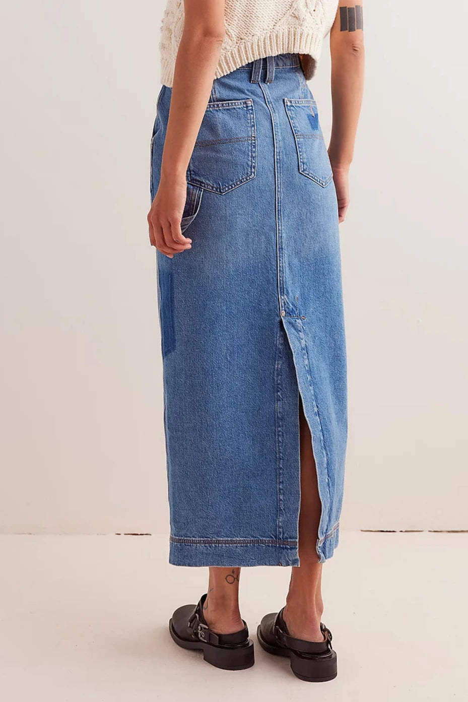 Free People Francisco Denim Maxi Skirt