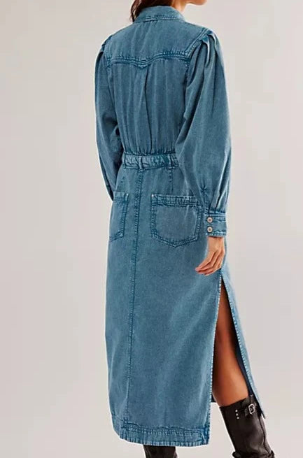 Free People Mad Love Denim Midi Dress