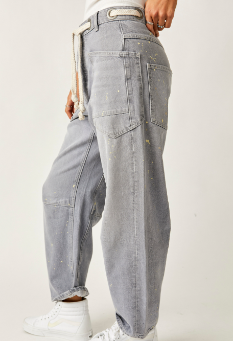 Free People Moxie Low Slung Pull on Barrel Jean