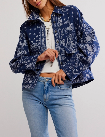 Free People Bandana Jacquard Shirt womens fashion Boltranchstore.com popular viral Ballerina Farm clothing