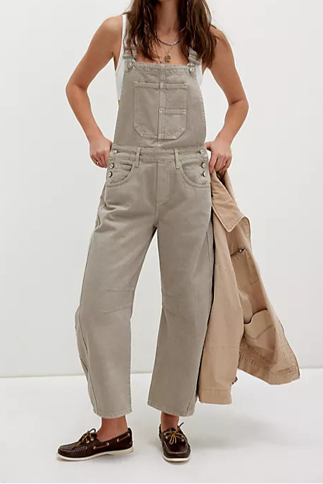 Free People Good Luck Barrel Overall cobblestone order at boltranchstore.com