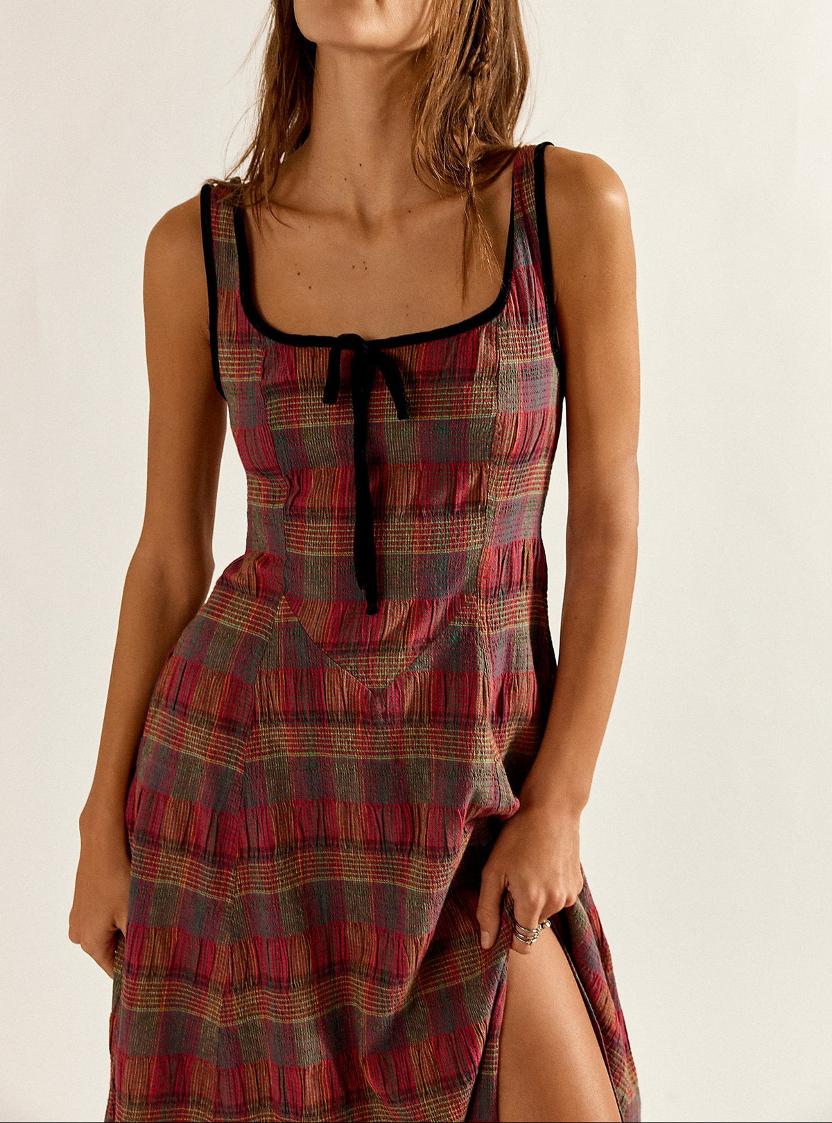Freya Plaid Midi Dress buy at boltranchstore.com western boutique free shipping