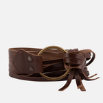 Frida Multi Strap Leather Belt with mult strands of leather stripes with a antique belt loop available at boltranchstore.com