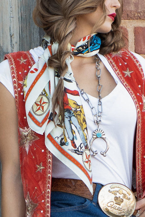 Fringe Star of the West Scarf womens accessories wild rag Boltranchstore.com Free Shipping cowboy cowgirl neck scarf
