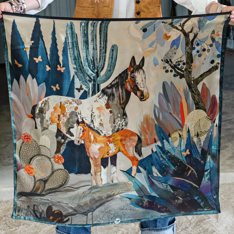 Fringe Blue Melodies Scarf HORSE western fashion neck scarf wild rag western accessories mens womens unisex Boltranhstore.com free shipping gift