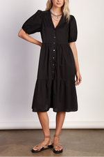 Dylan Hayes Dress classic woven cotton, side seam pockets G5W07SPC black short sleeve button down womens summer dress Boltranchstore.com Free Shipping