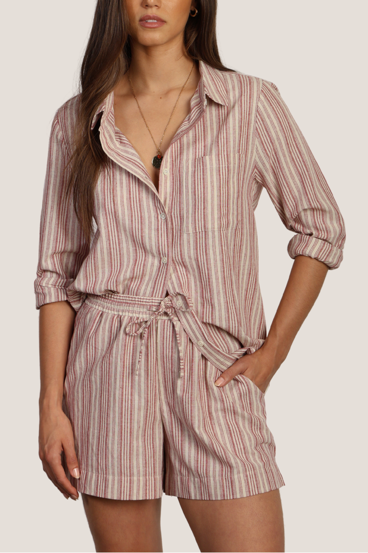 Dylan James Stripe Shirt G5W84SMS womens red striped shirt Boltranchstore.com Free Shipping Spring 2026