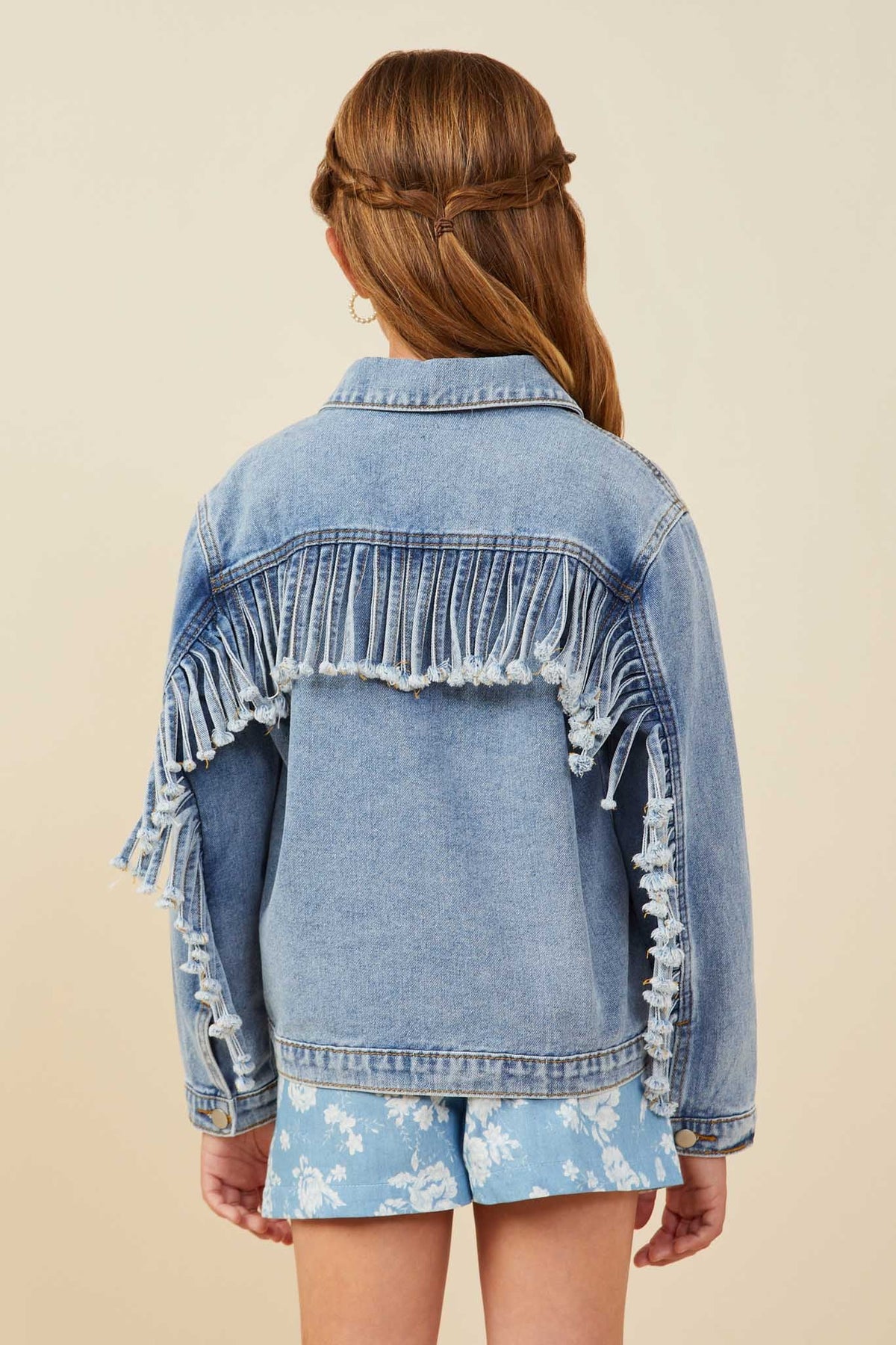 Hayden LA Fringed Detail Denim Jacket layering jacket for rodeo days and everyday wear Park City
