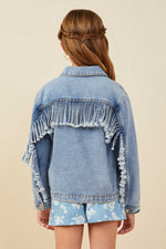 Hayden LA Fringed Detail Denim Jacket layering jacket for rodeo days and everyday wear Park City