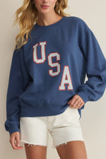 Z Supply Americana USA navy Boyfriend Sweatshirt GT262900 womens loungewear Boltranchstore.com Free Shipping