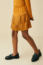 Hayden LA Studs And Fringe Detailed Suede Skirt studded detail across the front ranch wear Kamas