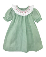 Gail Smocked Embroidered Collar Dress short sleeve dress with a contrast collar at boltranchstore.com