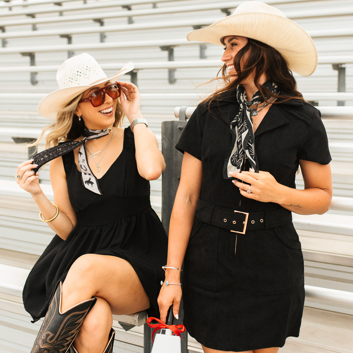 Fringe Scarves Game Day Twilly Down South Doily Black wrapped around a ponytail or braided into the hair cowgirl