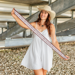 Fringe Scarves Game Day Twilly Down South Doily Maroon wrapped around a ponytail or braided into the hair cowgirl