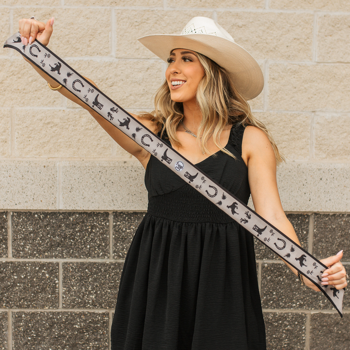 Fringe Scarves Game Day Twilly Down South Doily Black wrapped around the wrist with stacked bracelets Park City