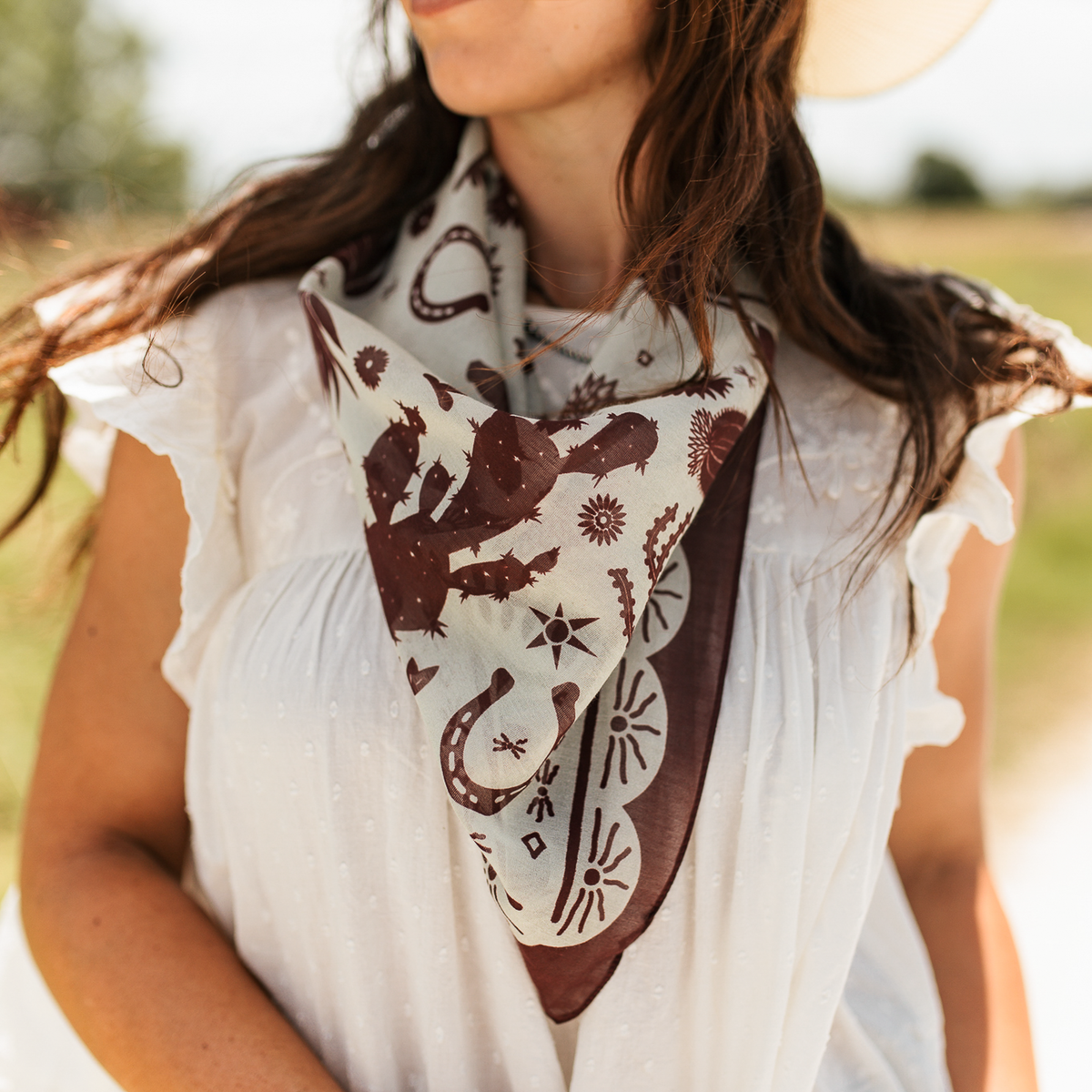 Fringe Scarves Game Day Down South Doily Bandana Maroon Shorty 26 inch square bandana with extra room to tie or add a scarf slide western clothing