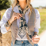 Fringe Scarves Game Day Down South Doily Bandana Navy soft cotton bandana with a splash of silk for a lightweight sheer feel rodeo