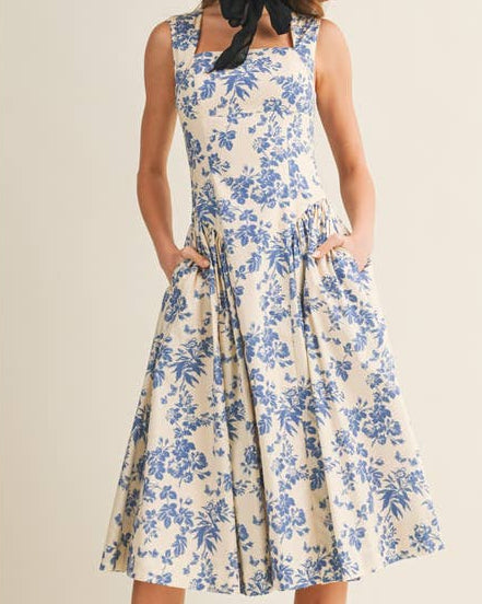 Gina Garden Square Neck Midi Dress a floral print dress in a midi dress at boltranchstore.com