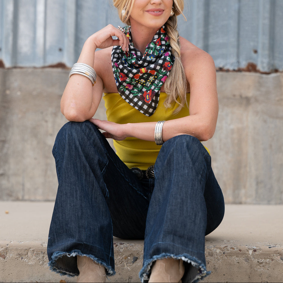 Fringe  Gingham Style Bandana