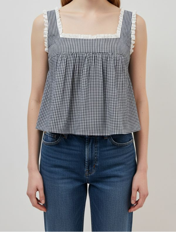 Gingham Babydoll Top find at boltranchstore.com western boutique