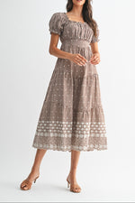 Gingham Midi Dress Brown Plaid Womens Teen dress brown fall cream plaid ballerina farm dress clothing free shipping popular Boltranchstore.com