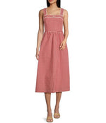 Gingham Square Neck Midi Dress Buy at Boltranchstore.com