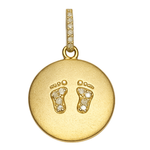 Gold pendant with diamond baby footprints Makhala Baby Feet Charm free shipping at boltranchstore.com
