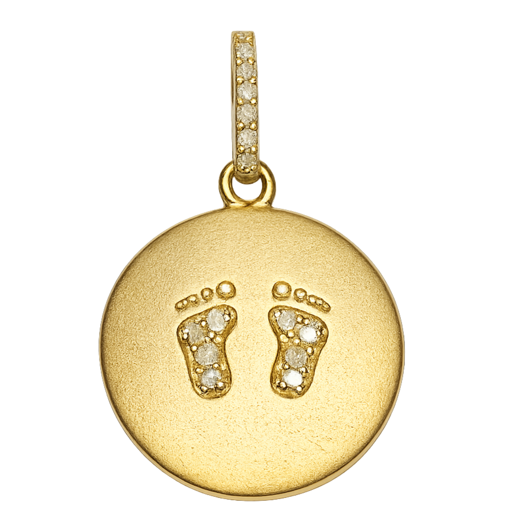 Gold pendant with diamond baby footprints Makhala Baby Feet Charm free shipping at boltranchstore.com