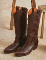 Penelope Chilvers Goldie Cordoban Leather Boot conker brown embossed cordoban leather cowboy boot womens western boutique Utah SKU WGOLCORDLEAAW26