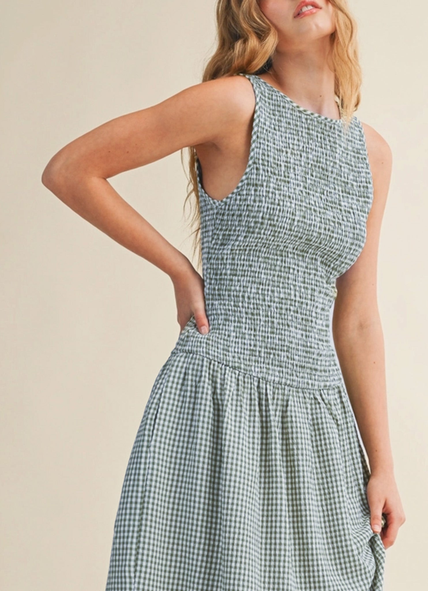 Gretchen Gingham Sleeveless Dress womens popular country western dress free shipping Boltranchstore.com Doen dupe