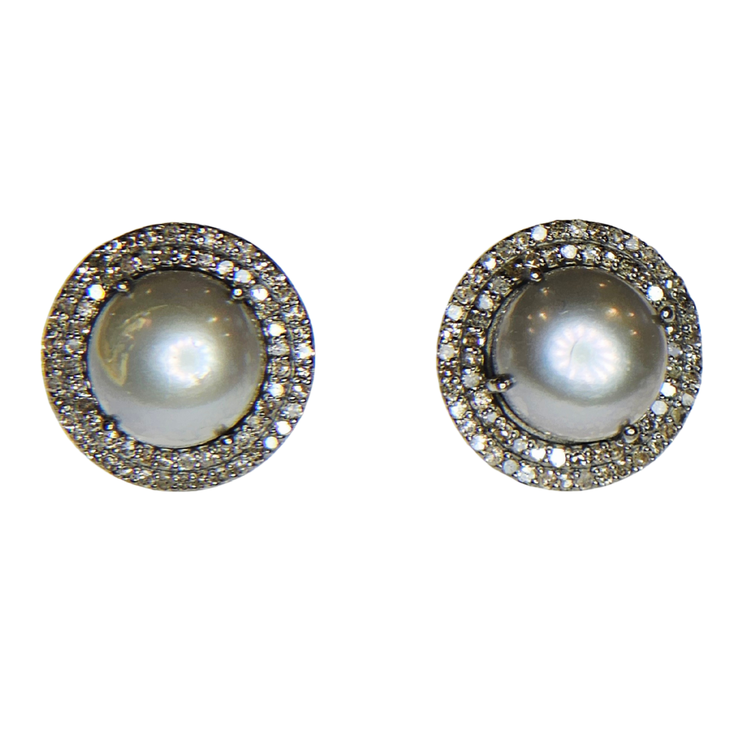 Makhala Grey Pearl Diamond Earrings