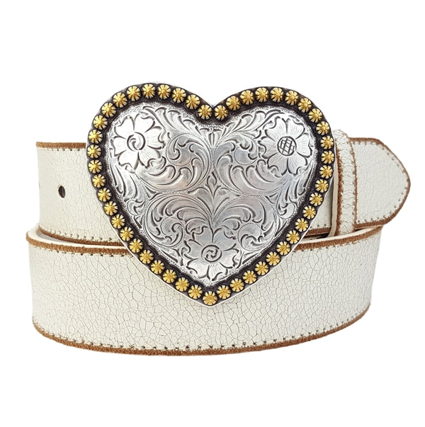 Western Heart Buckle Leather Belt
