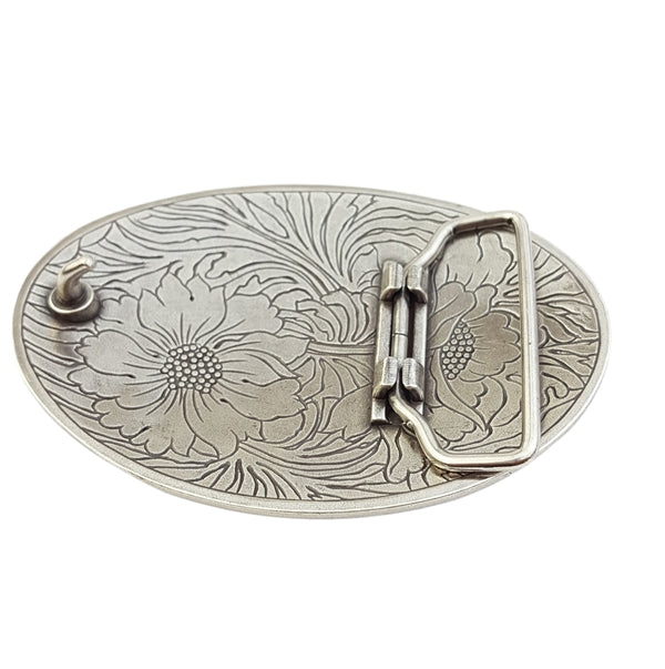 Oval Sunflower Engraving Belt Buckle