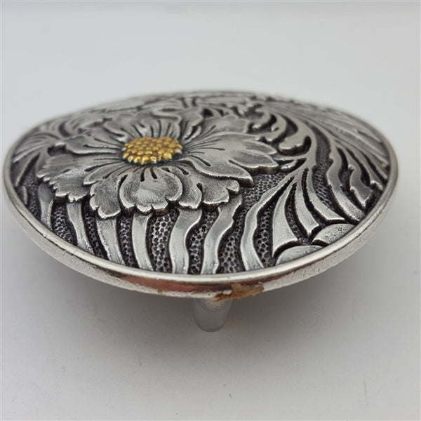 Oval Sunflower Engraving Belt Buckle
