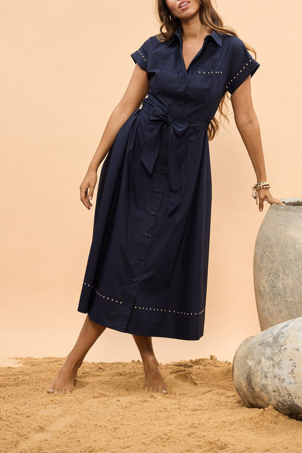Cordelia dress navy with detail Boltranchstore.com Free Shipping womens