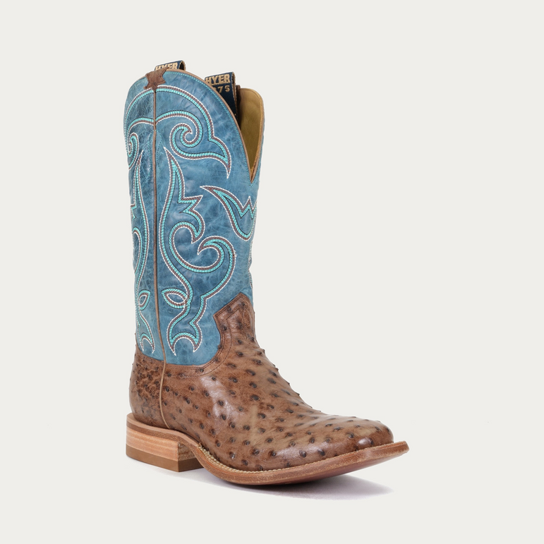 HM11008 Hyer Mens Jetmore Cowboy Boot at boltranchstore.com in stock free shipping Cowboy boot with blue uppers and brown 