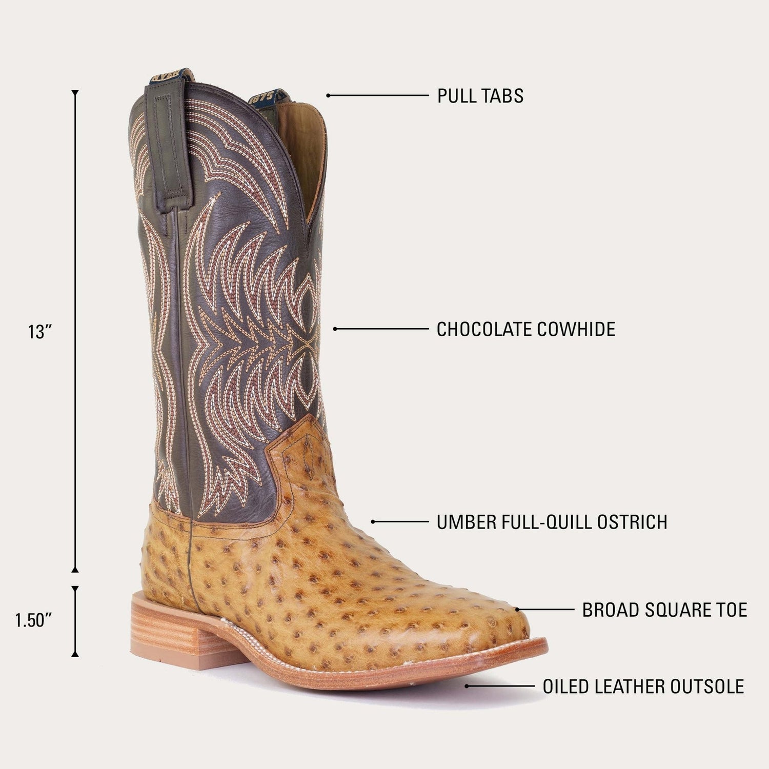 Hyer Mens Langdon FQ Ostrich Boots
