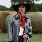 Fringe Two Cowgirls Silk Scarf 100 percent 14mm satin silk western clothing
