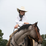 Fringe Willow Navy Silk Scarf goes with a felt or straw cowboy hat cowboy