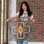 Fringe Cross Me Bandana Sage folds into a triangle and ties cowboy style cowboy